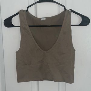 Brown V neck tank top